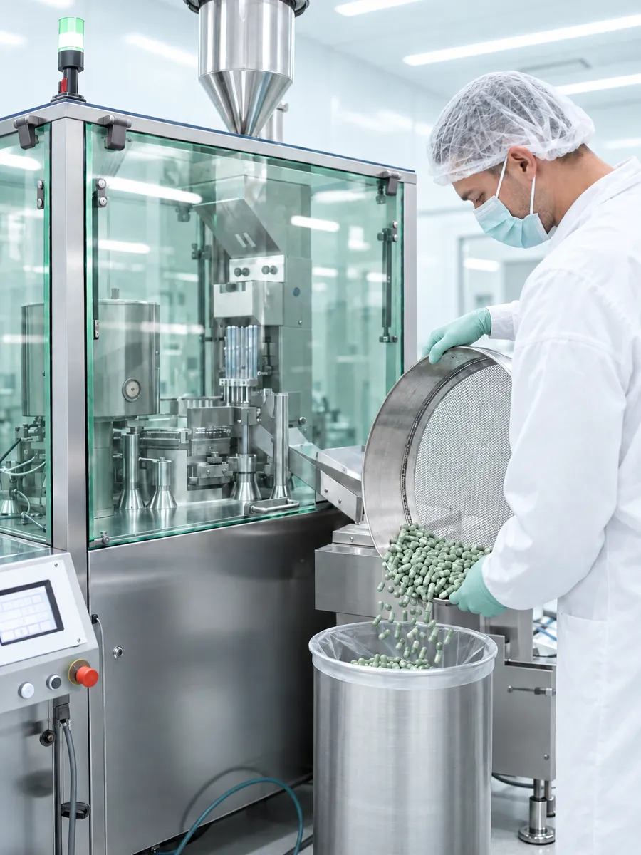 Capsule filling — production at Top Energy Set, Kostrzyn nad Odrą